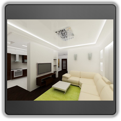 Натяжной потолок в гостиной