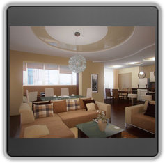 Натяжной потолок в гостиной