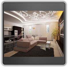 Натяжной потолок в гостиной