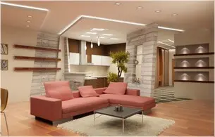 Натяжные потолки в гостиной